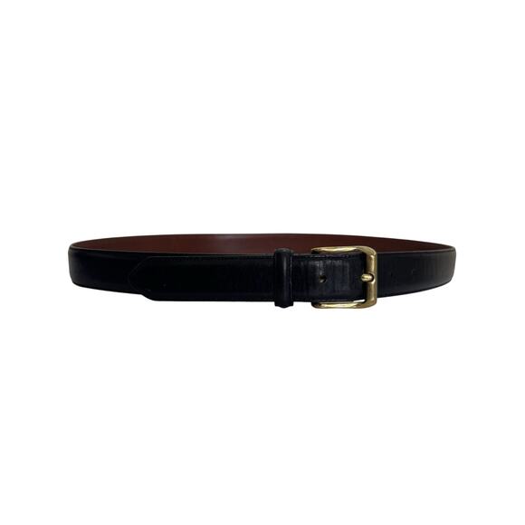 Coach Men’s Black Burnished Cowhide Leather Belt Size 38 Brass Buckle 5950 - Picture 1 of 8